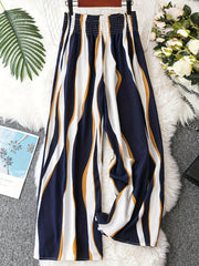 Women's Plus Striped Print Wide Leg Trousers
