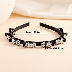 Rhinestone Headband With Clips Braided Hairstyle Hairpin