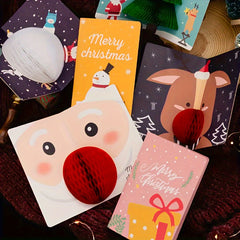 1pc Christmas Honeycomb Greeting Card Envelope Set 3D DIY Creative Message Card