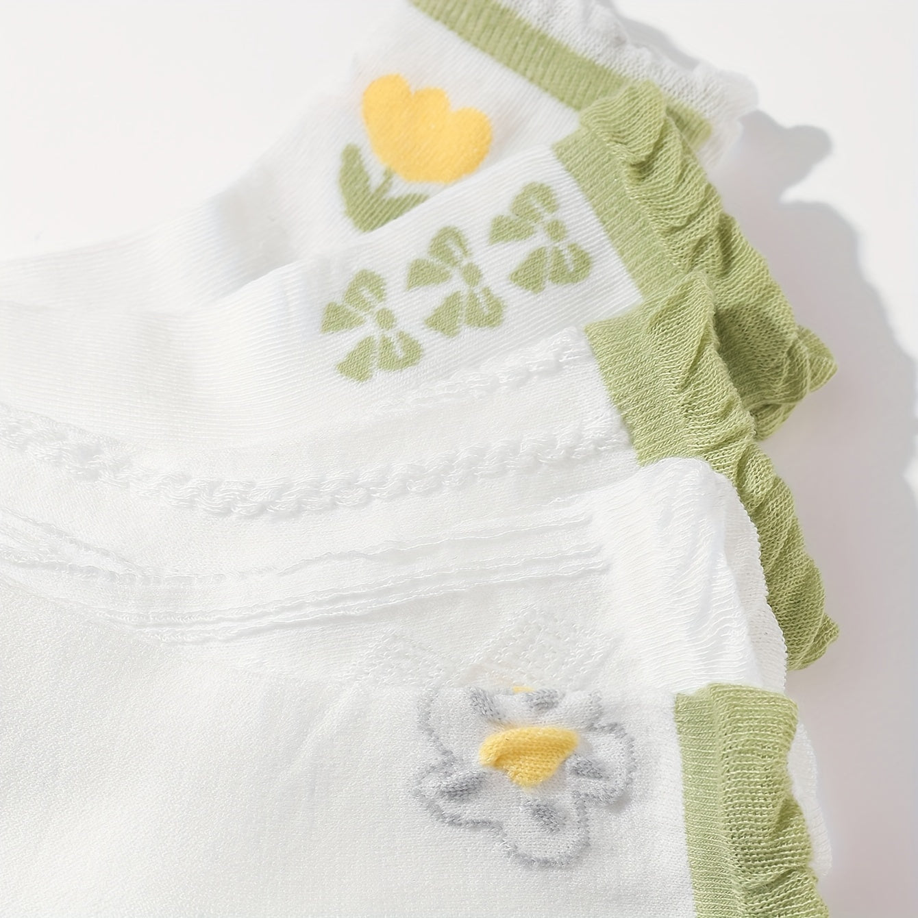 5 Pairs Floral & Bow Print Socks Comfy & Ruffle Mid Tube Socks Women's Stockings