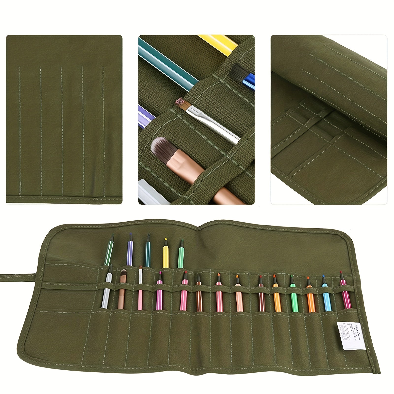 30 Holes DIY Paint Brush Bag Roll Up Canvas Paint Brush Case