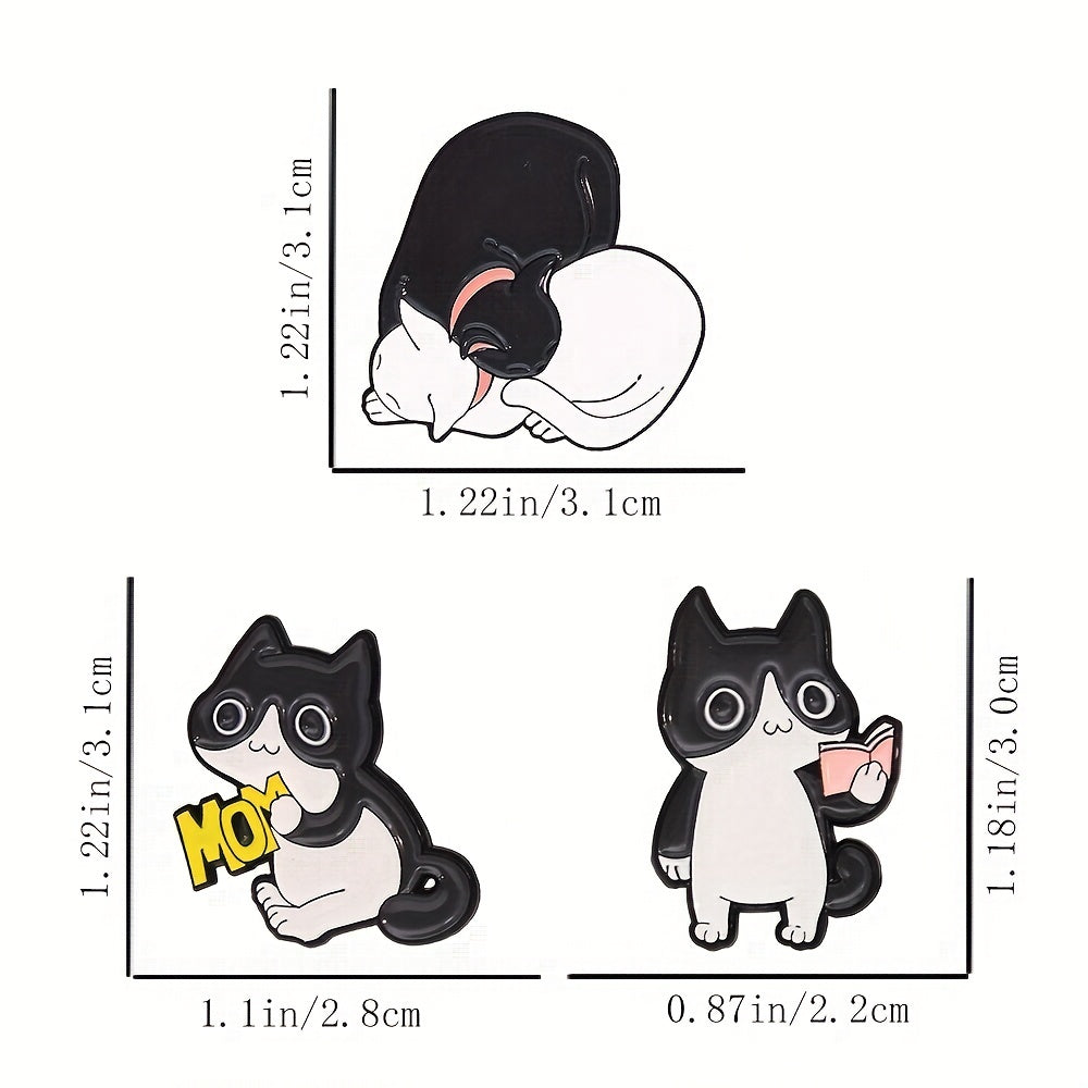 Gray & Cat Brooch Reading Cat Couple Dripping Oil Paint Alloy Jewelry Men