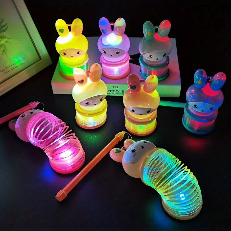 Cartoon Rabbit Glow Rainbow Ring Handheld Lantern Toy