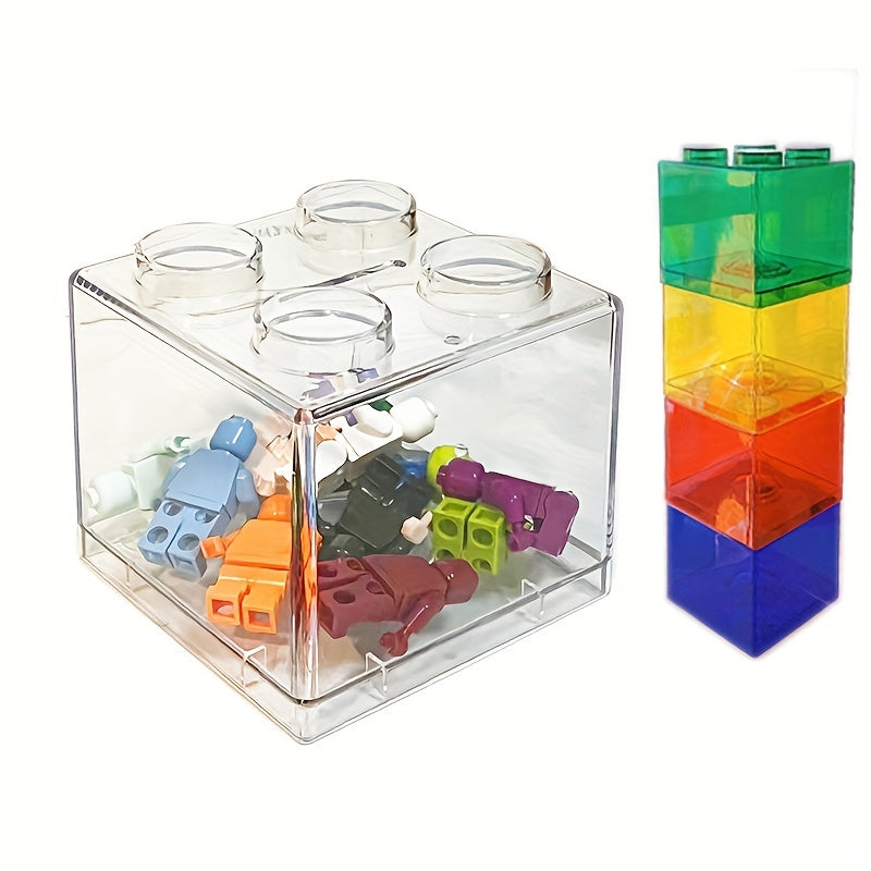 Building Block Storage Box Transparent Piggy Bank 4 Stud Stackable Tabletop