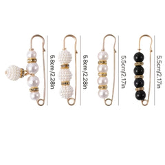 4pcs Faux Pearl Brooch Pin Stylish Safety Pin For Women Girls