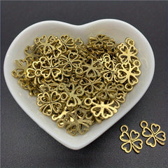 30pcs Alloy Bead Caps Clover Shape Pendant Charms for Jewelry Making