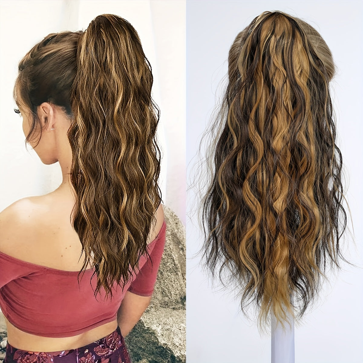 Claw Ponytail Highlight Long Curly Wavy Ponytail Extensions