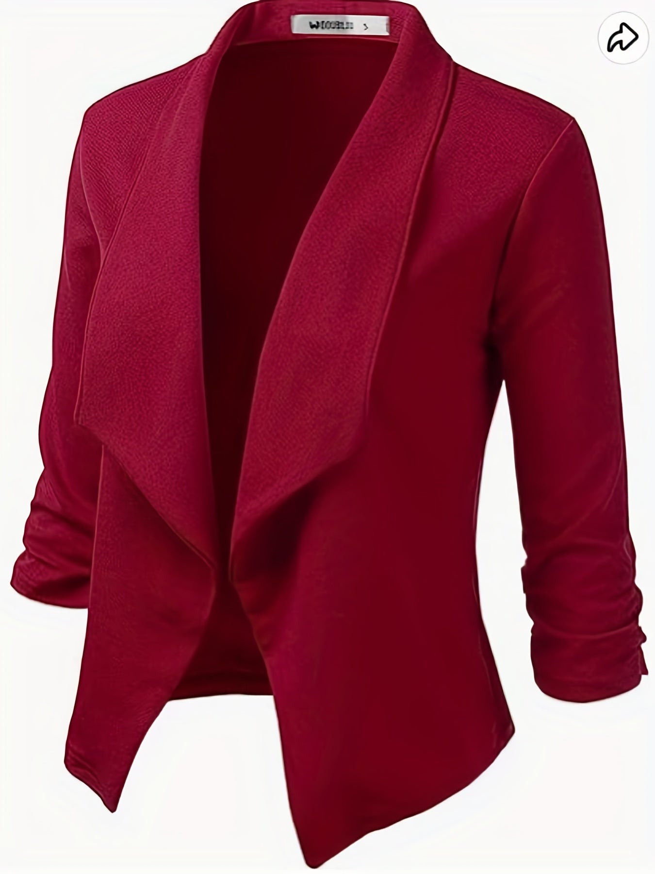  Solid Long Sleeve Open Front Blazer