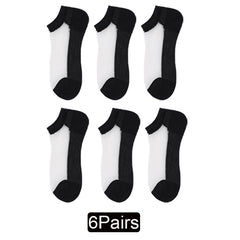 6 Pairs Lace No Show Socks Breathable Crystal Glass Low Cut Ankle Socks