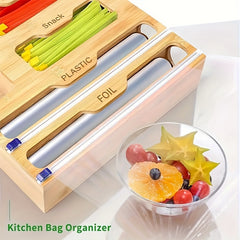 Bamboo Ziplock Bag and Wrap Organizer Set