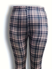  Plaid Print High Rise Stretch Leggings