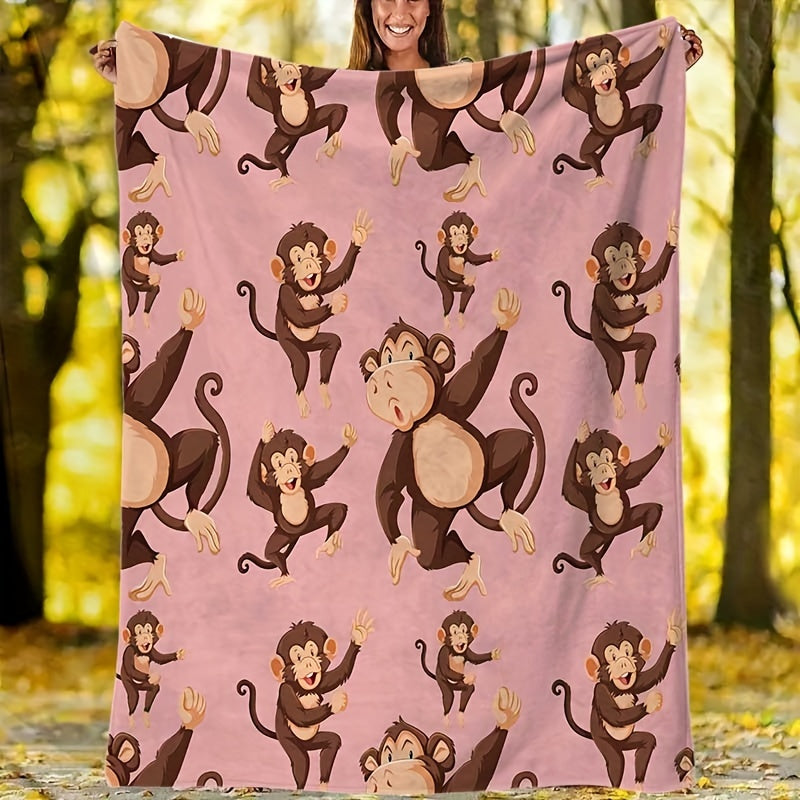 Little Monkey Digital Printed Blanket for Home & Camping