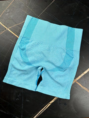 2pcs High Waist Seamless Yoga Shorts Ribbed Sports Activewear