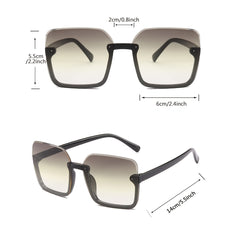 Oversized Semi Rimless Sunglasses UV400