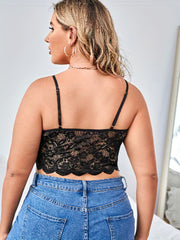 Frenchy Bra Women's Plus Floral Jacquard Longline High Stretch Bra