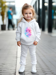 Cartoon Cloud Print Hoodies Pants Set Kids Spring Fall Sports Gift