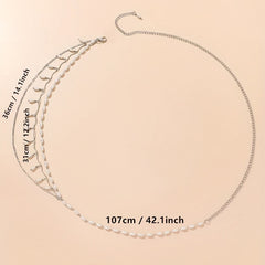 Faux Pearl Layered Waist Chain Pendant Tassel Metal Belt Dress Girdle