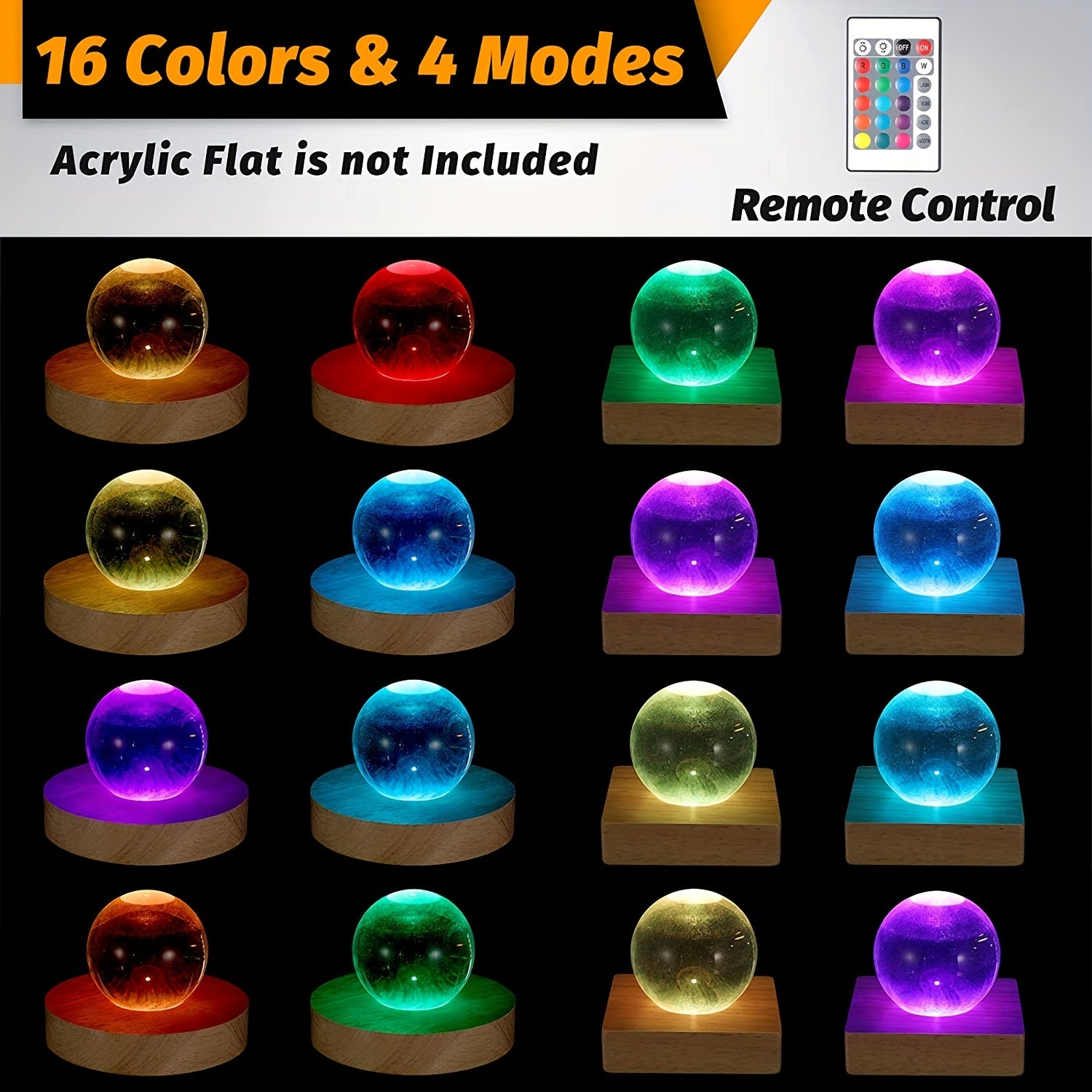 LED Light Base Stand w/ Remote for Selenite Tower & Glass Art Crystals