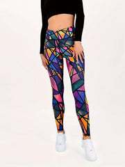 Geometric Print Yoga Pants Slim Fit High Waist Leggings