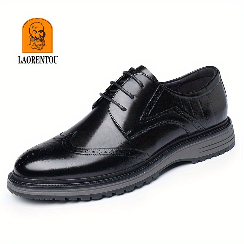 LAORENTOU Men's Brogue Leather Dress Shoes Lightweight Formal Shoes