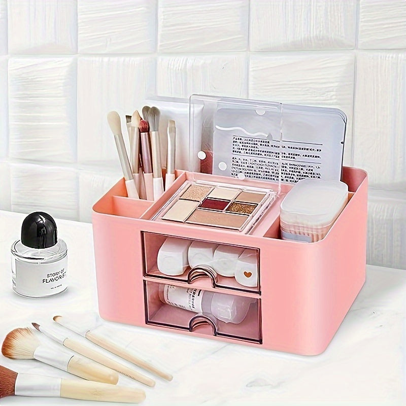 Desktop Storage Box with Drawer Plastic Desk Storage Box