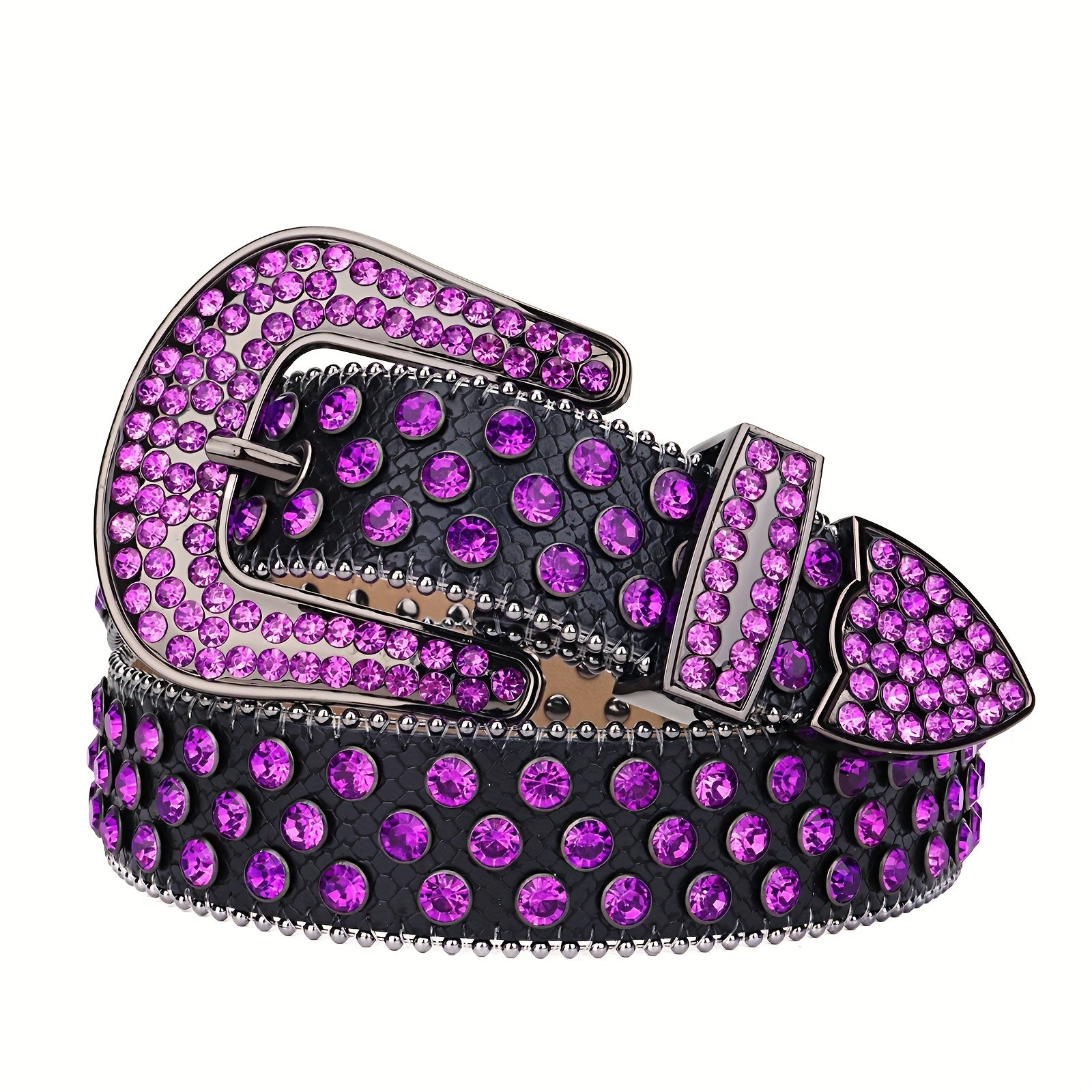Purple Rhinestone Belt Cowboy Western Studded Hip Hop Punk Women Belts