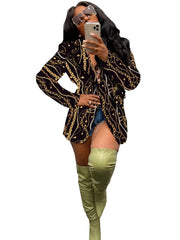 Casual Open Front Button Long Sleeve Loose Blazer Coat