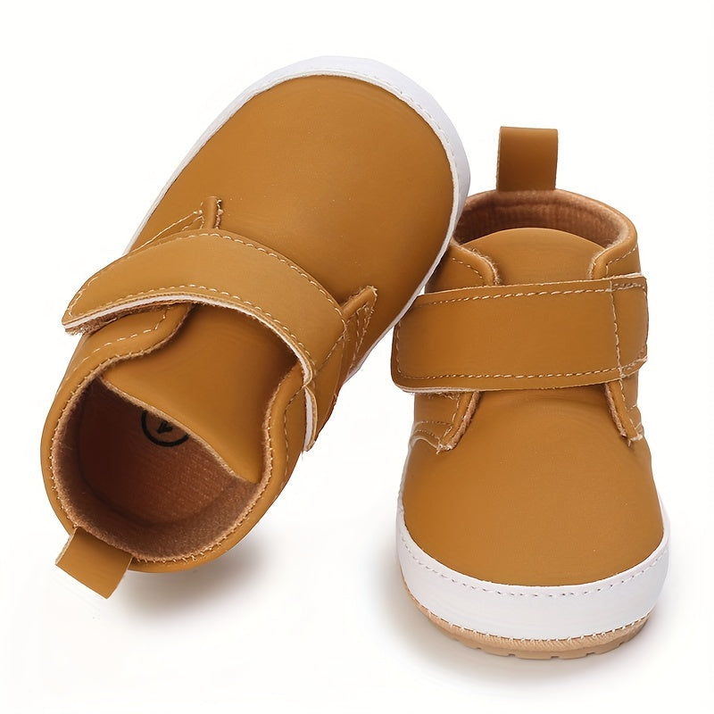 Baby Boys Solid Sneakers with Hook and Loop Fastener Lightweight Anti Slip Shoes