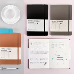 A5 Hardcover Dotted Line Notebook Brown Grey