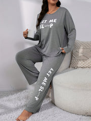  Eyelash Slogan Print Lounge Set Pajamas