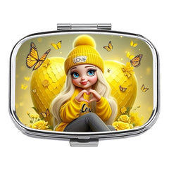 Love Girl Pill Case 2 Compartment Medicine Box Vitamin Pill Organizer