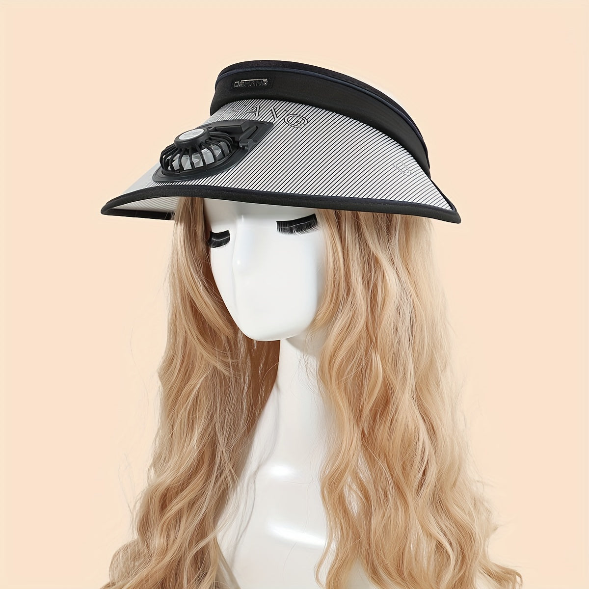Stripe Print Fan Visor Hat Wide Brim Summer Sun Hat