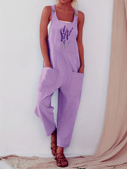 Pocket Solid Tank Jumpsuit Loose Casual Women's Clothing