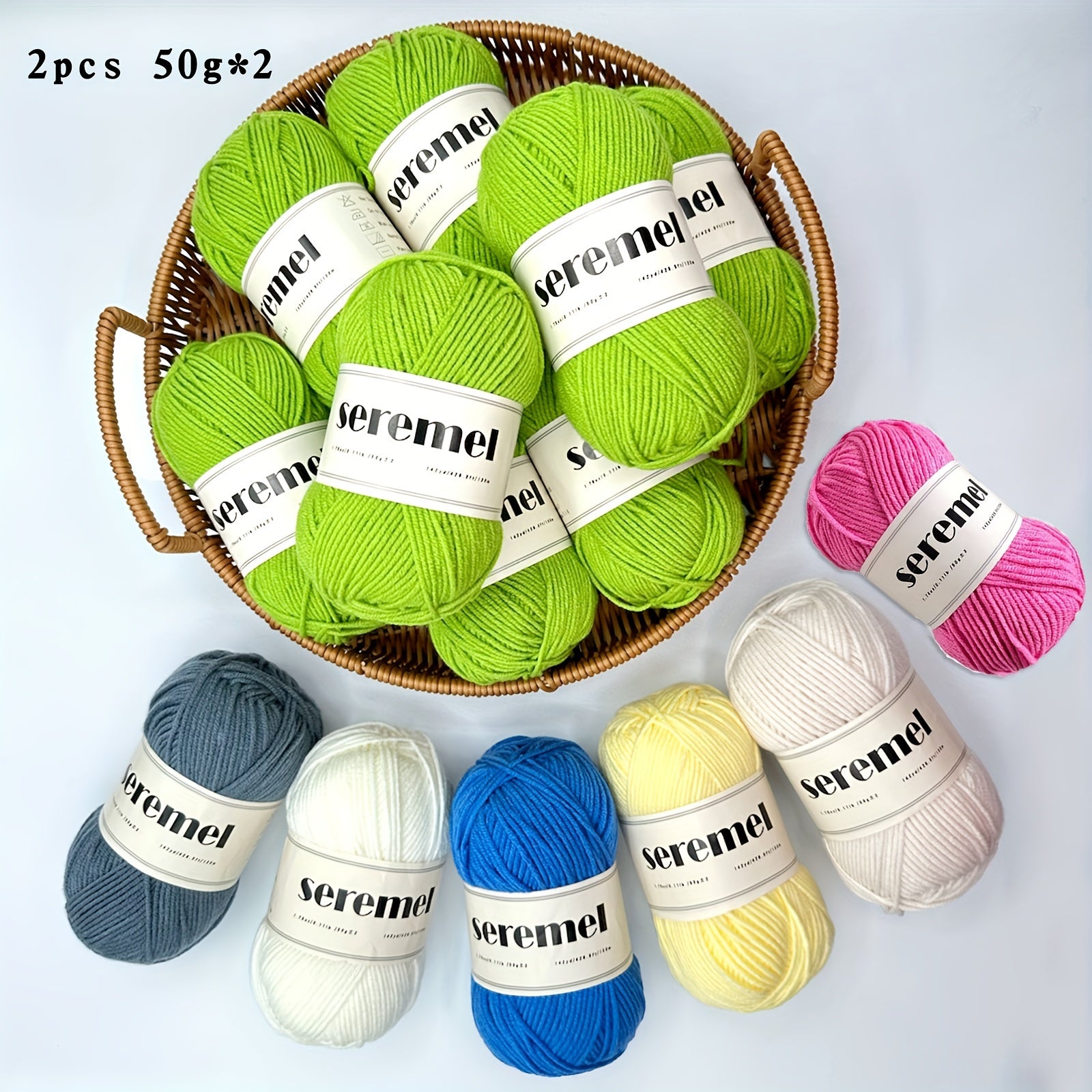 2 Pieces Crochet Yarn 280 Yards Acrylic Yarn Assorted Colors