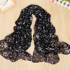 Music Note Chiffon Scarf Solid Gauze Shawl Women