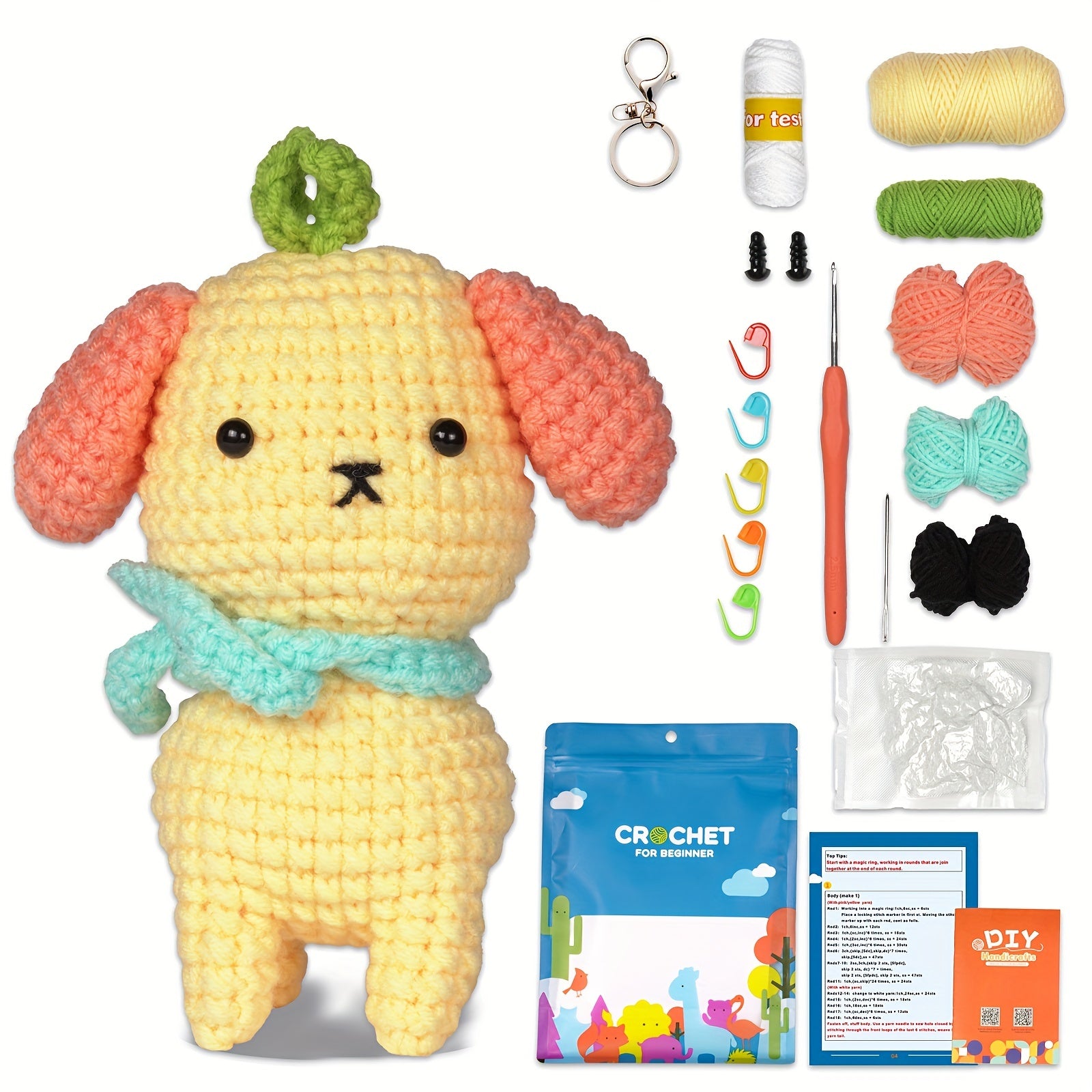 DIY Crochet Puppy Kit with English Instruction Book