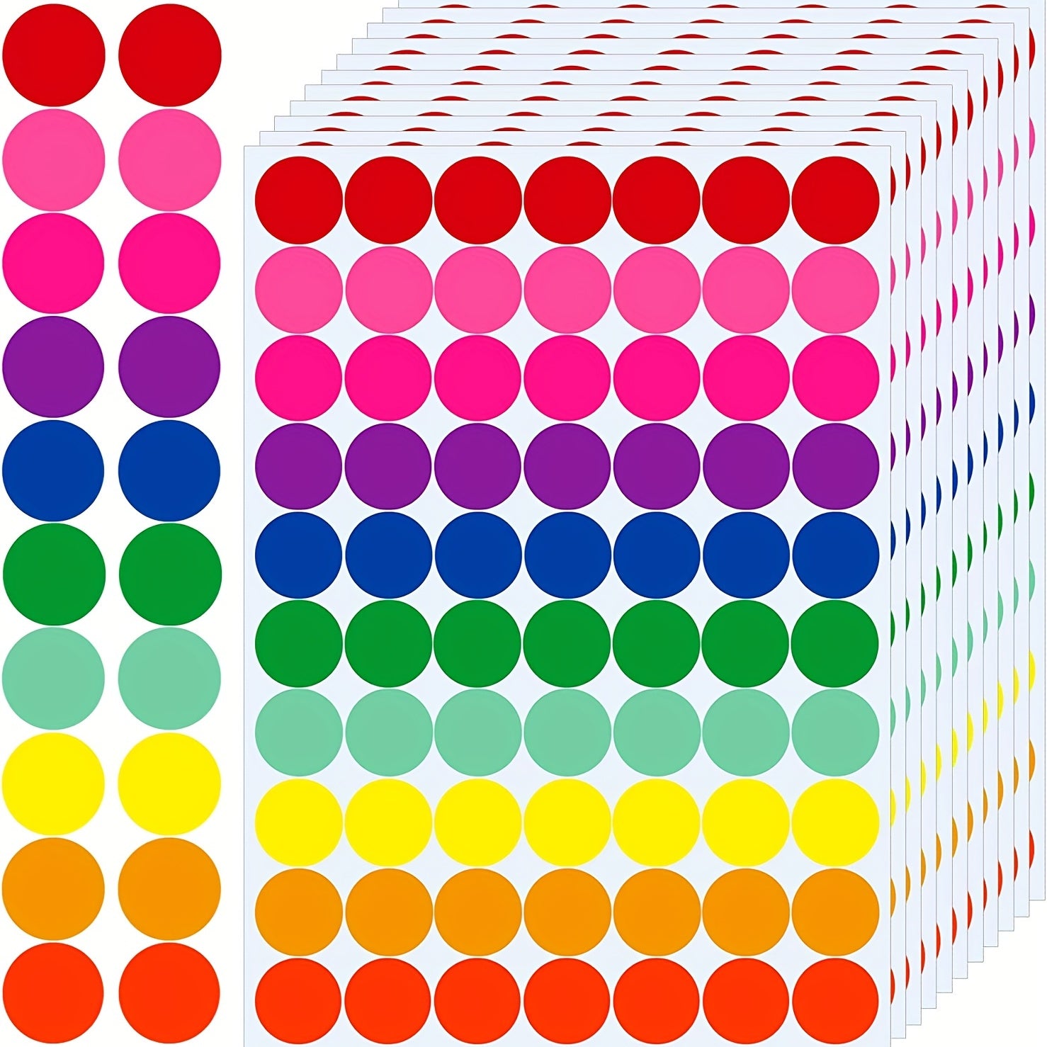 1400 PCS 20 Sheets Color Coding Labels Circle Dot Stickers Sticky Dots 10 Col
