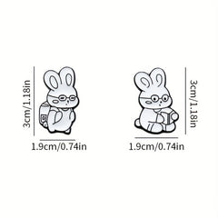 Cute Rabbit Glasses Brooch Pin Cartoon Badge for Backpacks Sweaters Jackets