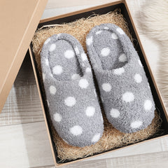 Men's Furry Cozy Dot Slides Warm Slip On Indoor Home Shoes