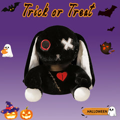 Gothic Plush Reborn Rabbit Soft Stuffed Animal with Hand Embroidered Stitches