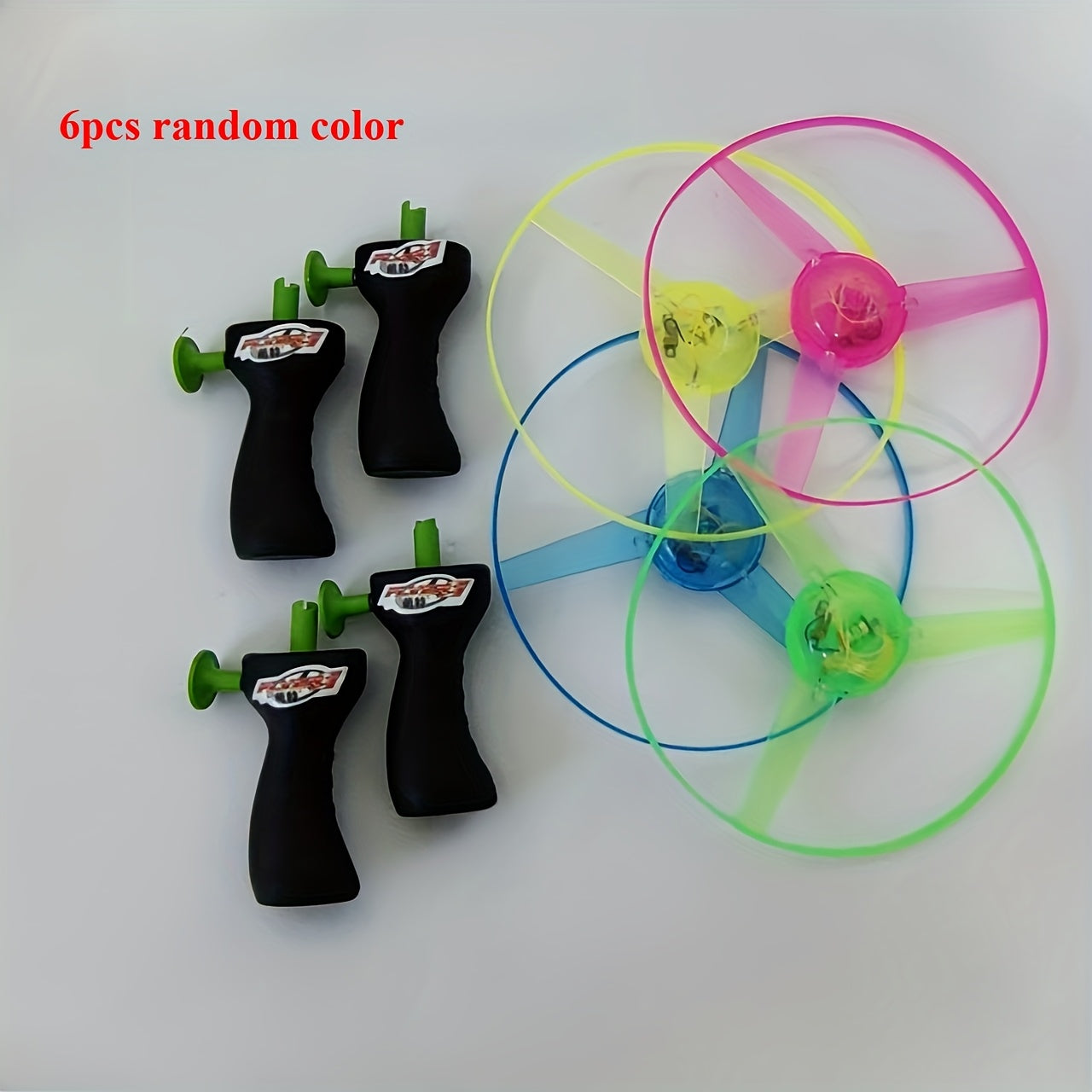 Flashing Flying Disc with Launch Rod & Cable Outdoor Flying Toy