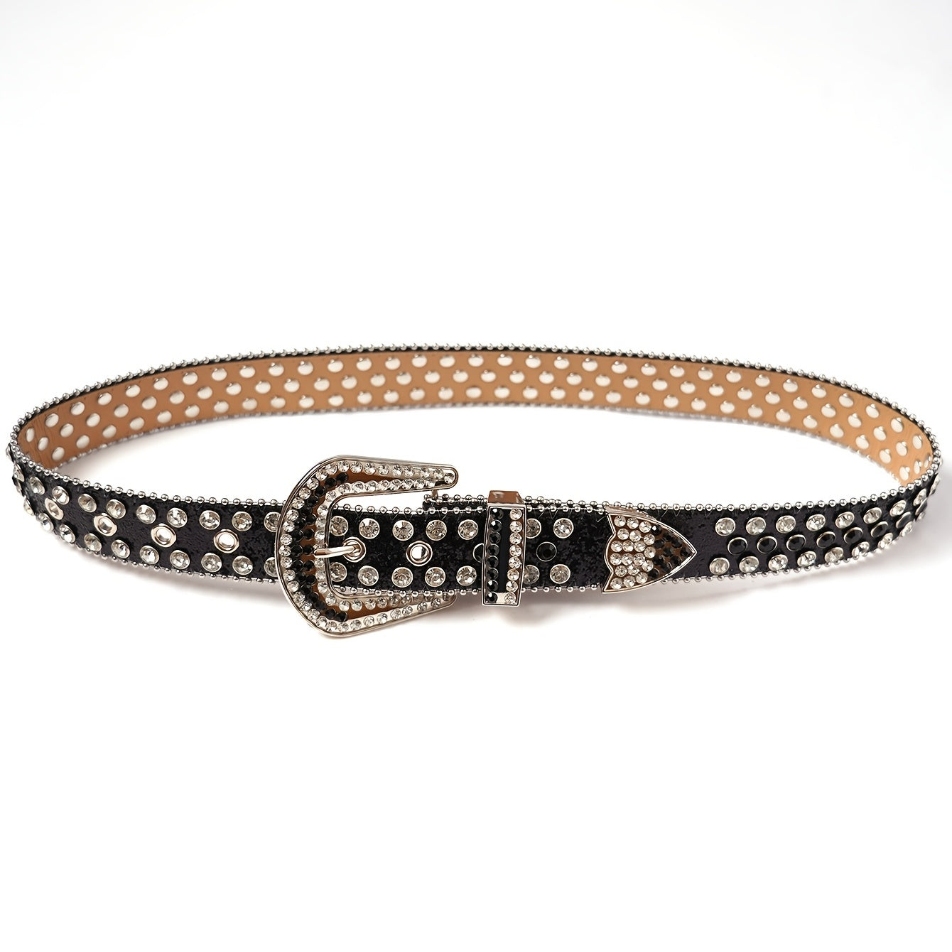 Rhinestone Rivet Punk Skull Head Unisex Western Cowboy Cowgirl Belt Bling