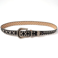 Rhinestone Rivet Punk Skull Head Unisex Western Cowboy Cowgirl Belt Bling