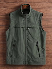Men's Zipper Pockets Cargo Vest for Outdoor Activities