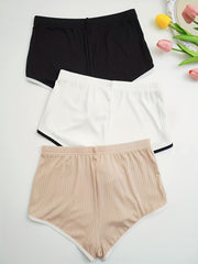 Colorblock Trim Lounge Bottoms Elastic Waistband Shorts Womens Loungewear