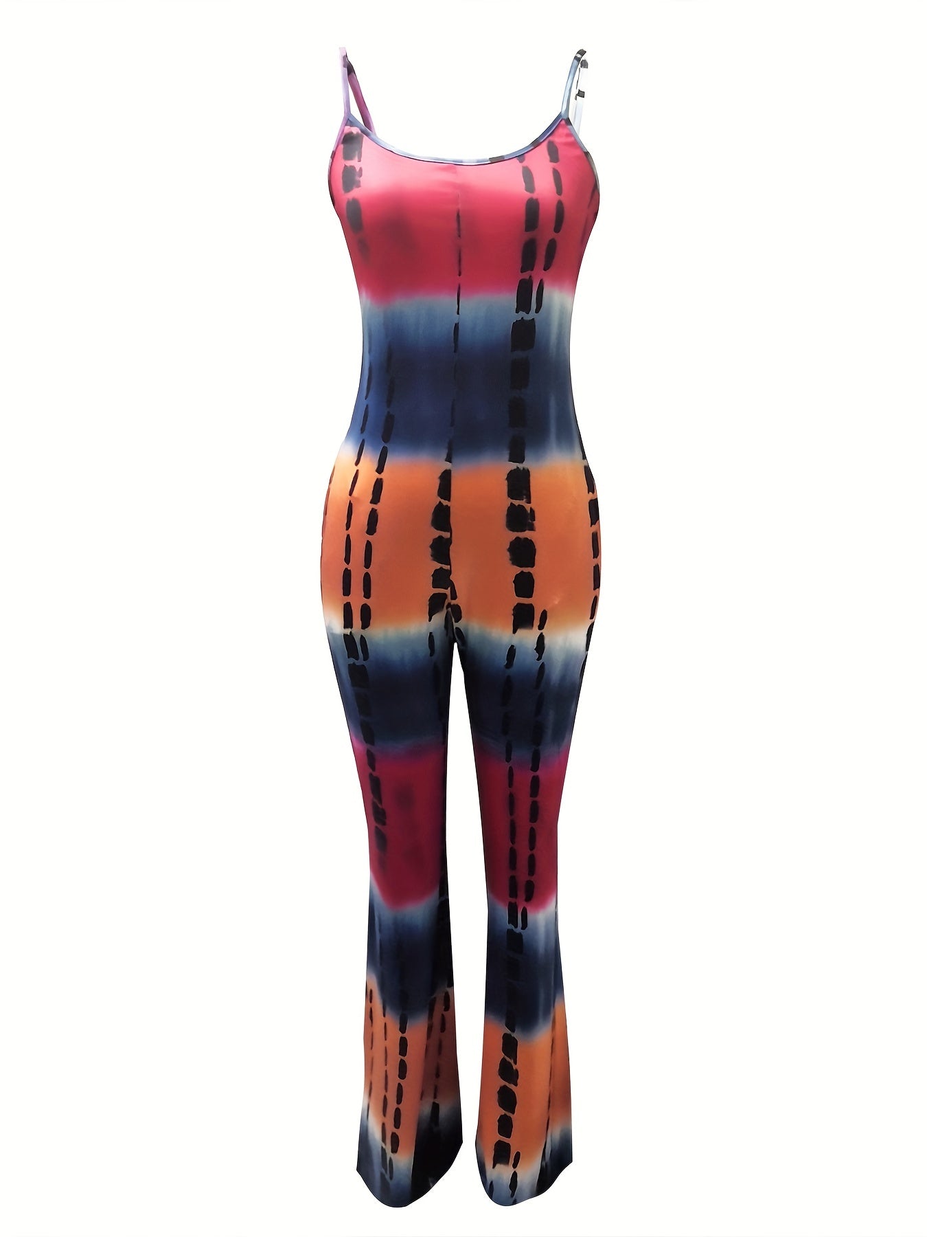 Tie Dye Block Cami Jumpsuit Sleeveless Summer Women's Clothing