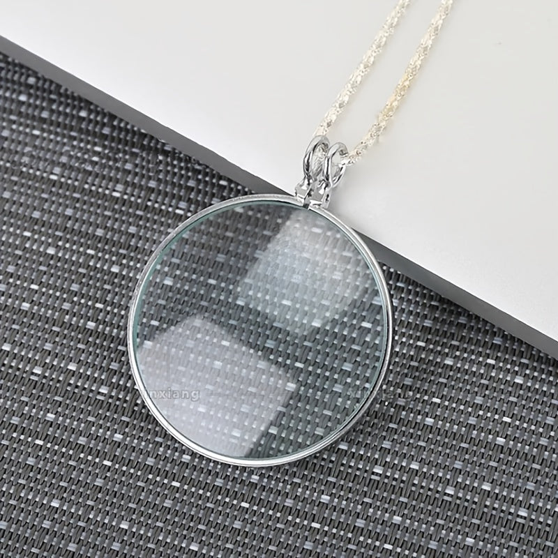Vintage Magnifying Glass Pendant Necklace 5X