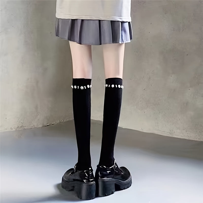 2 Pairs College Style Knee High Socks Women's Stockings