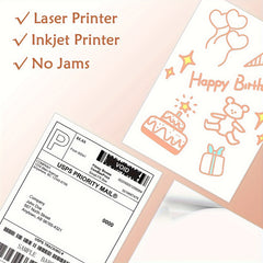 Full Sheet Matte Sticker Labels 8.5x11 for Laser & Inkjet Printer