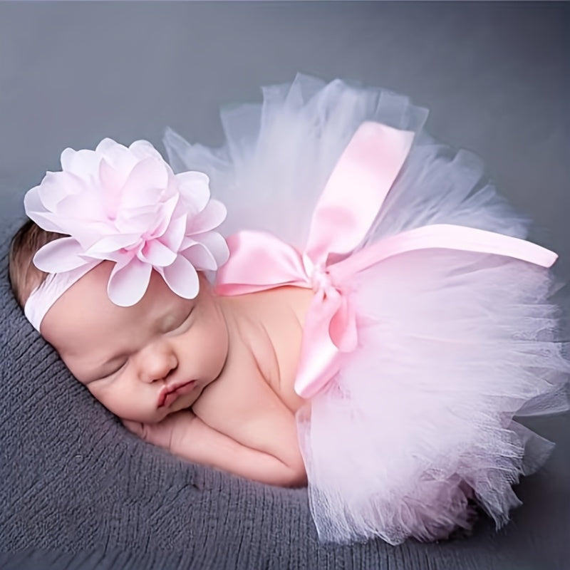 2Pcs Newborn Puffy Skirt Kids Photography Costume Baby Rabbit Rabbit Skirt